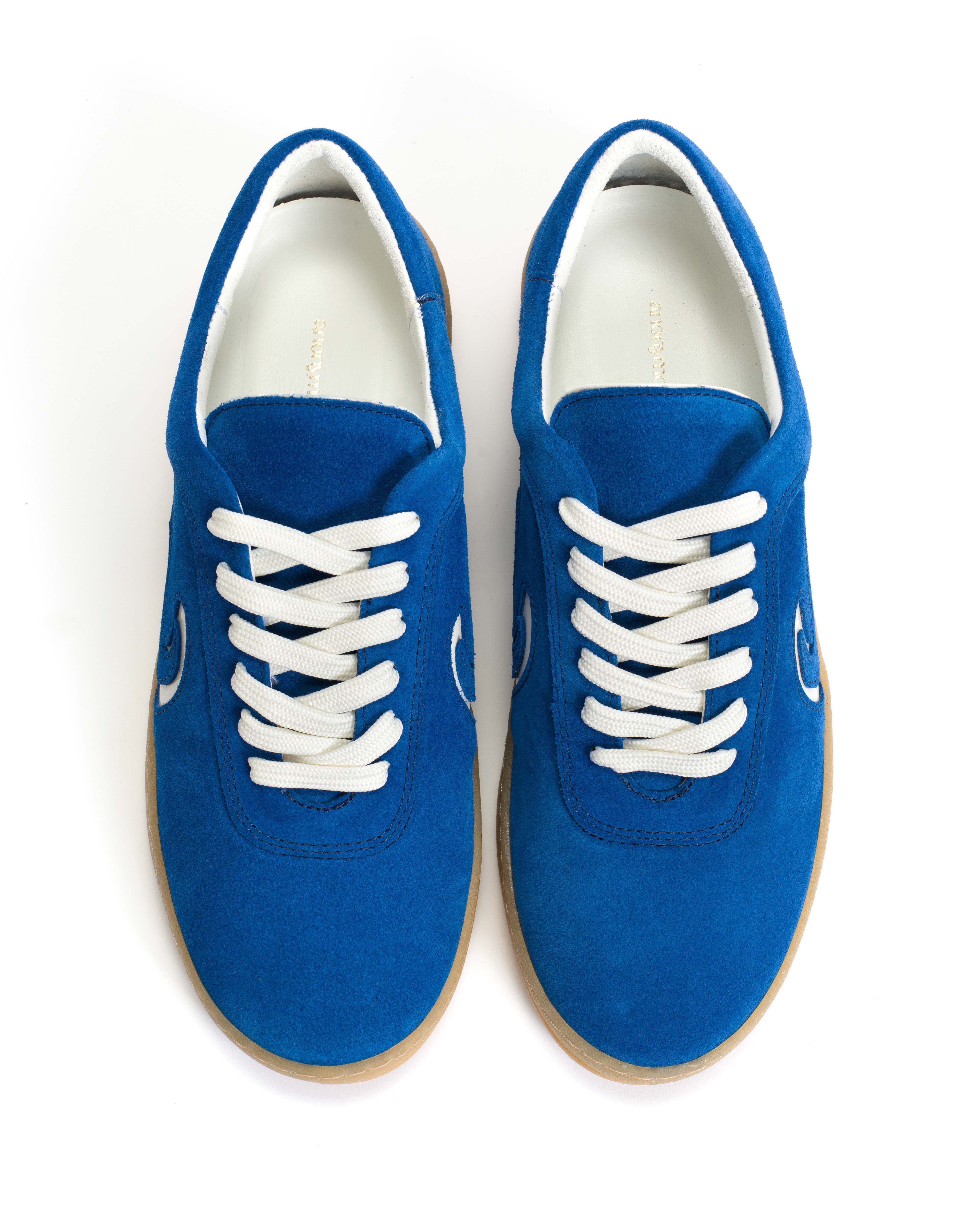 Blaire Calf suede & polished soft calf Electric blue & sand white - Image 3