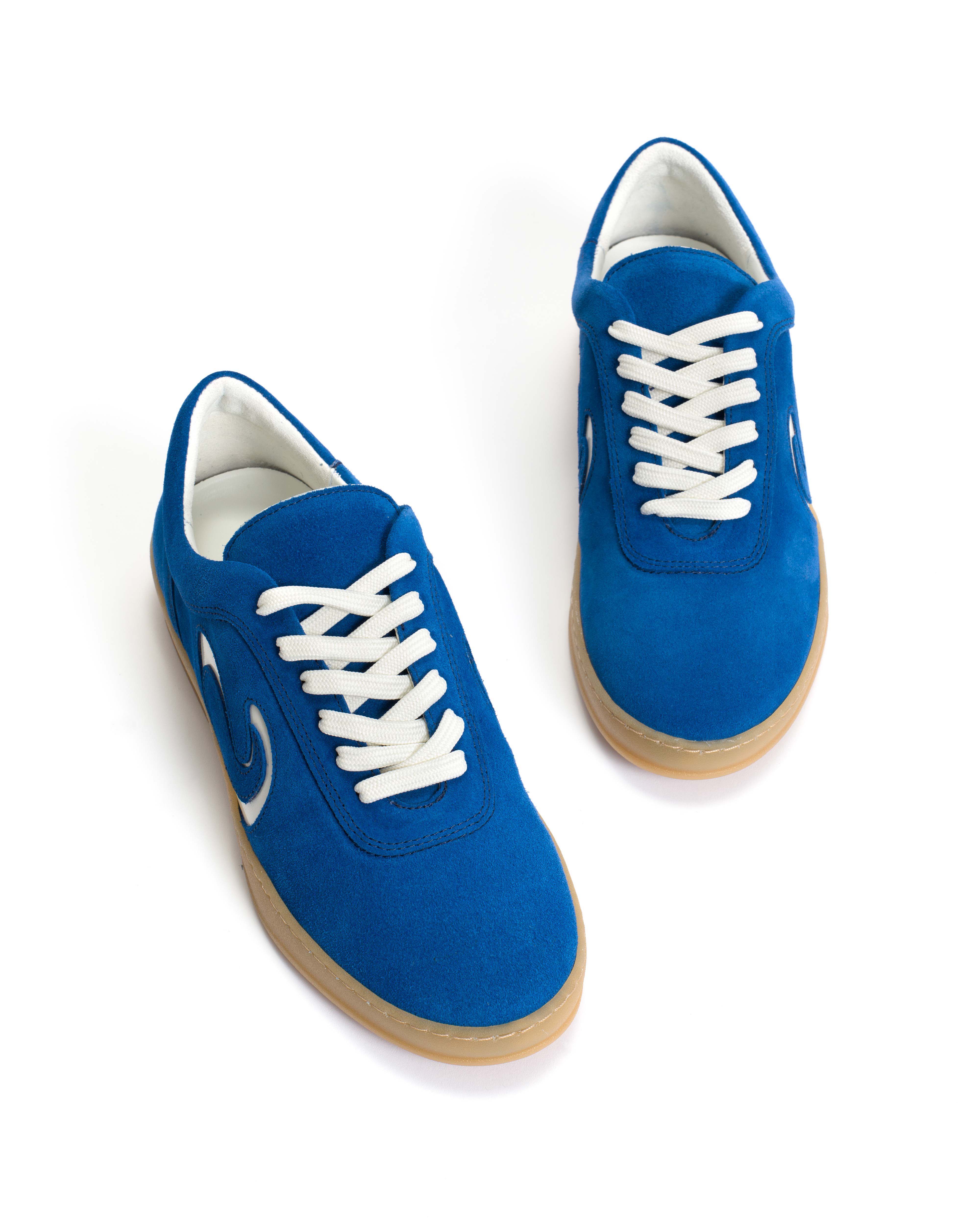 Blaire Calf suede & polished soft calf Electric blue & sand white - Image 5