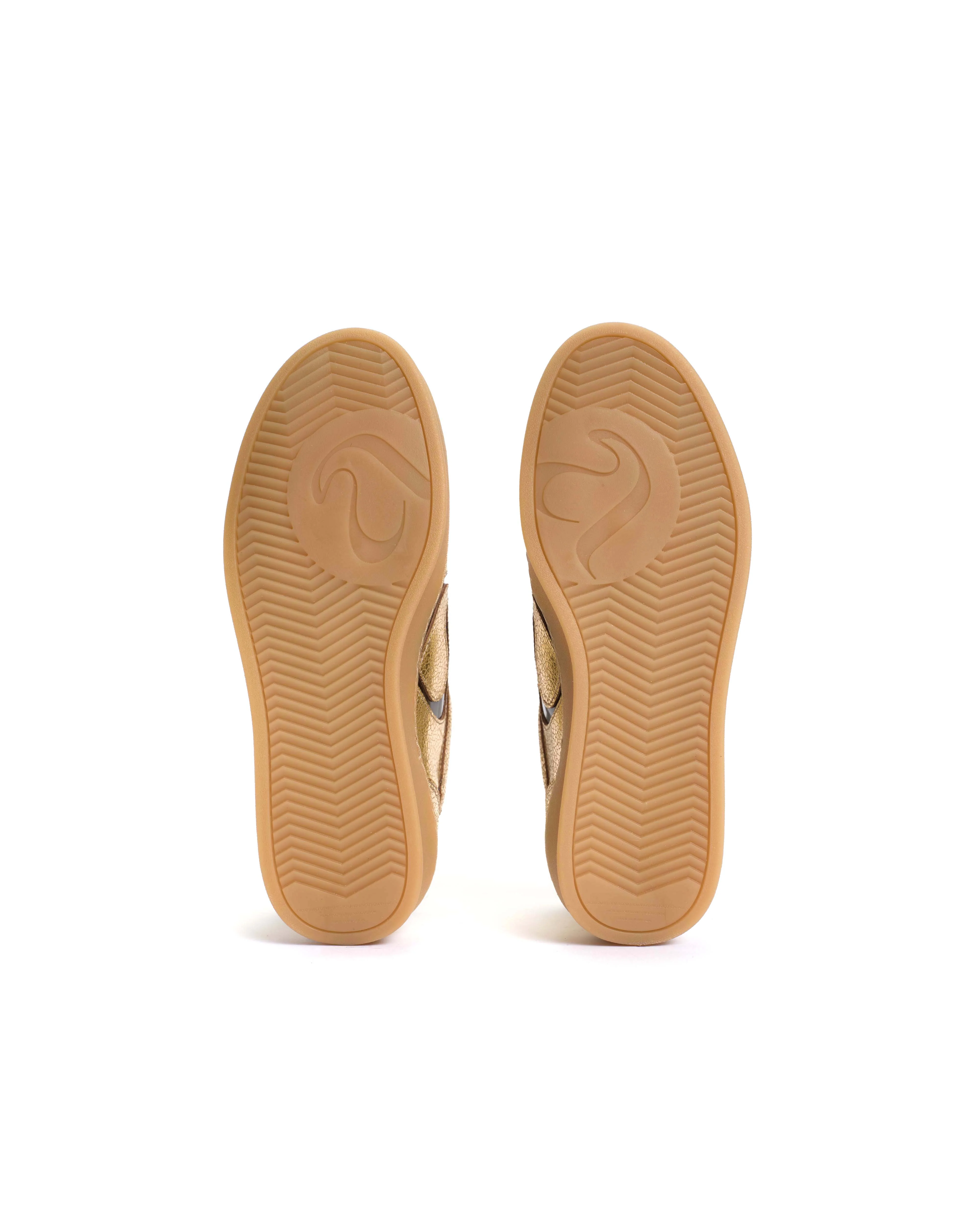 Blaire Crackled metallic goat & polished soft calf Gold & chocolate - Image 6