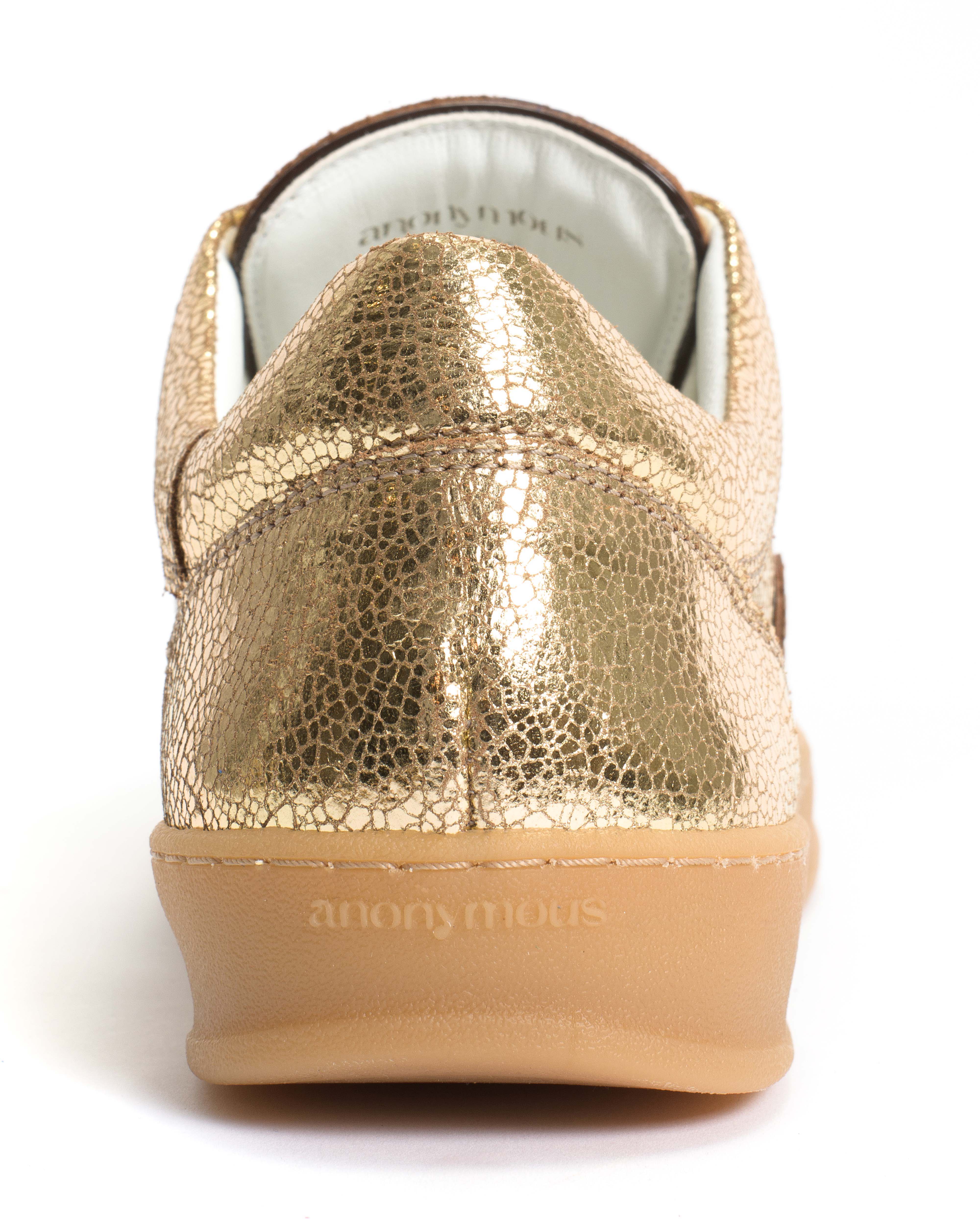 Blaire Crackled metallic goat & polished soft calf Gold & chocolate - Image 8