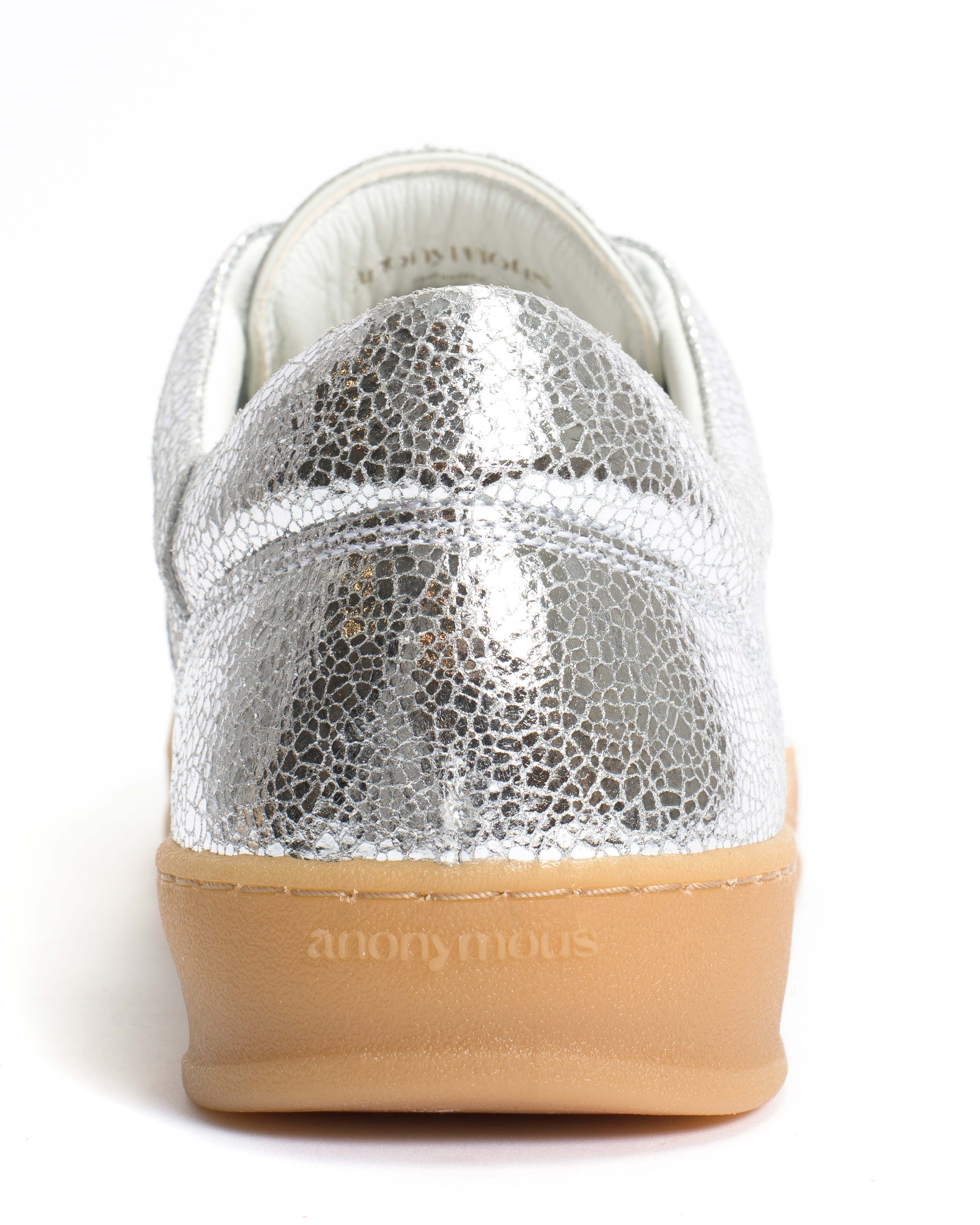 Blaire Crackled metallic goat & polished soft calf Silver & white sand - Image 9