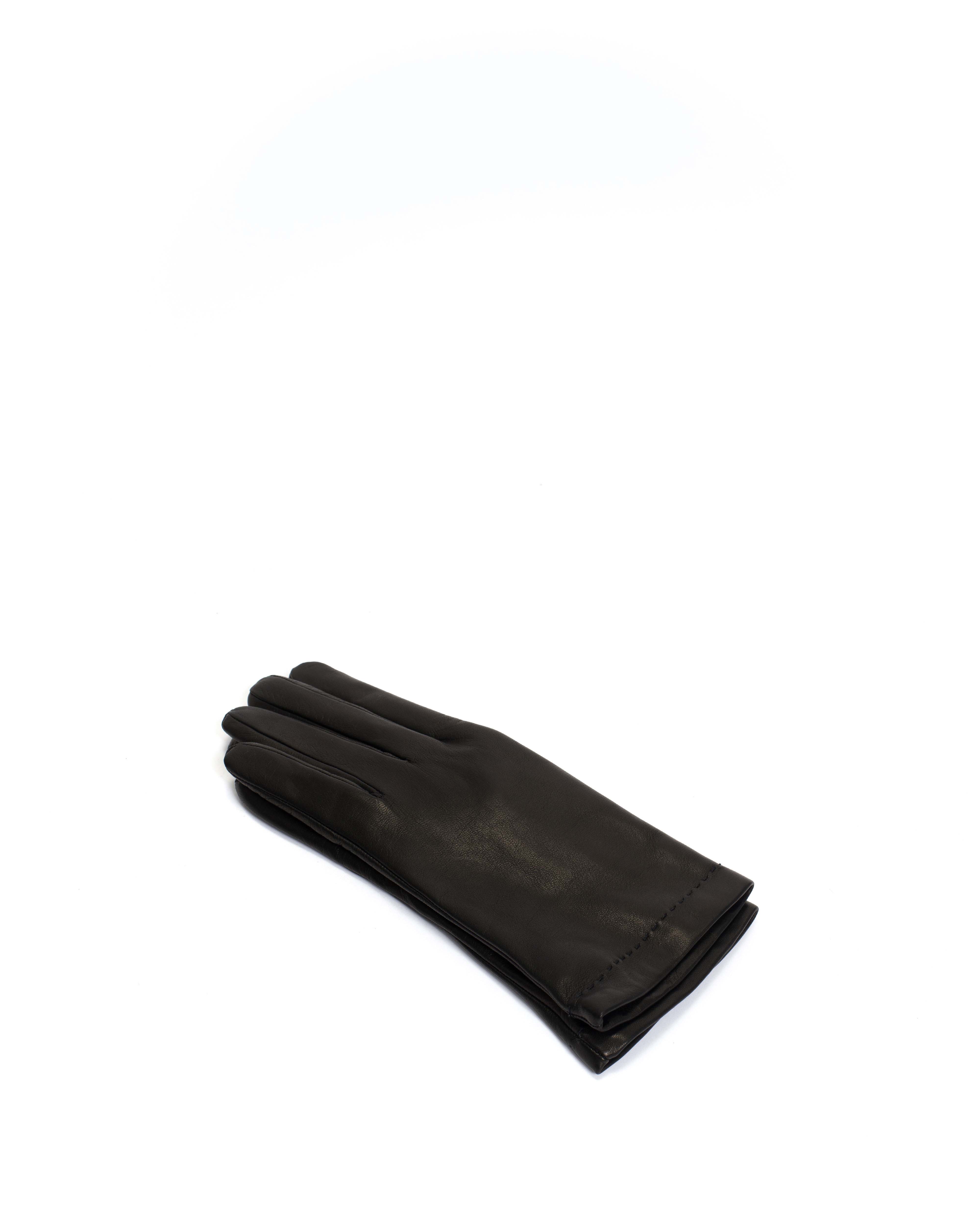 Bridget leather cashmere glove Lamb leather & 100% cashmere Black & taupe - Image 3