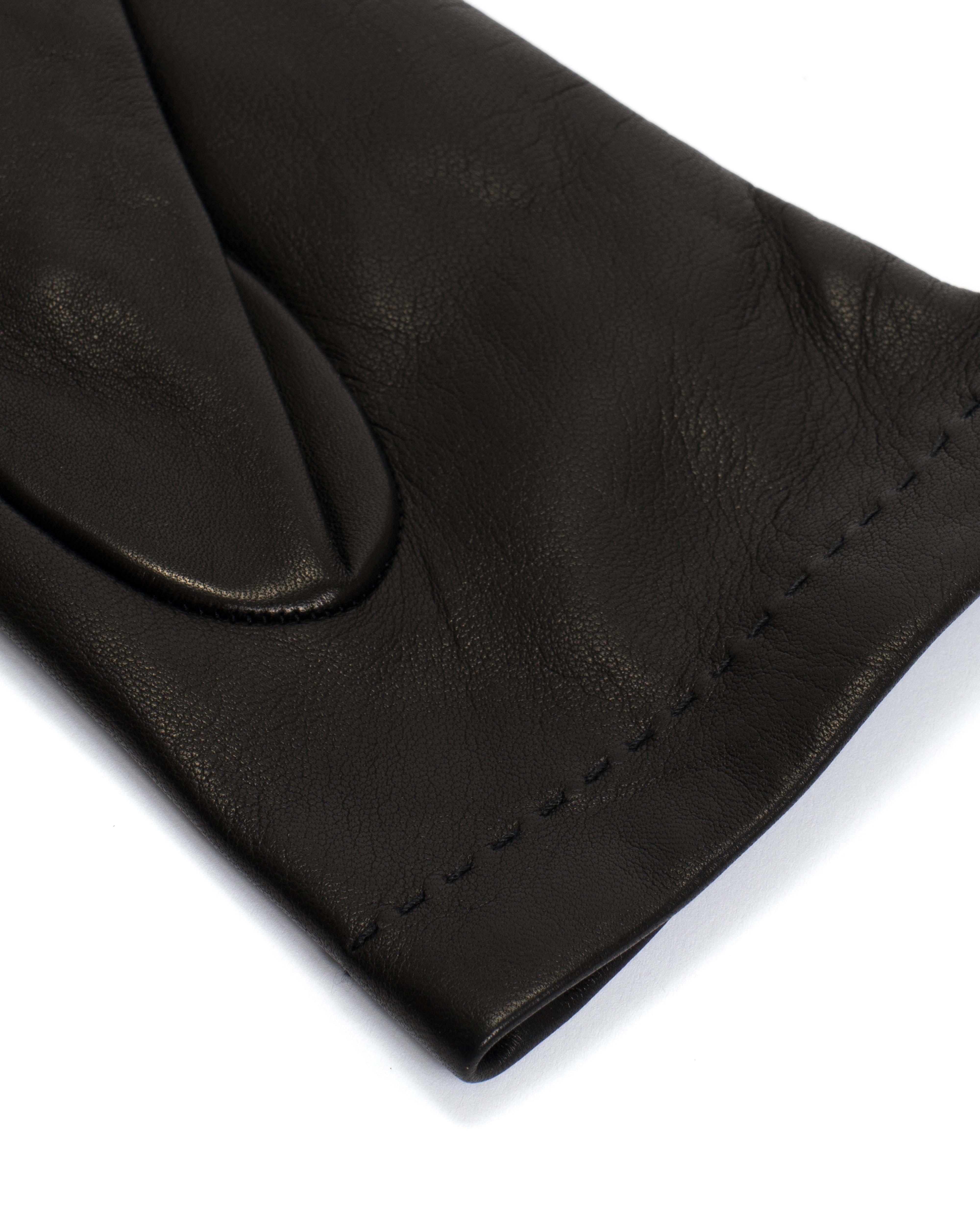 Bridget leather cashmere glove Lamb leather & 100% cashmere Black & taupe - Image 4