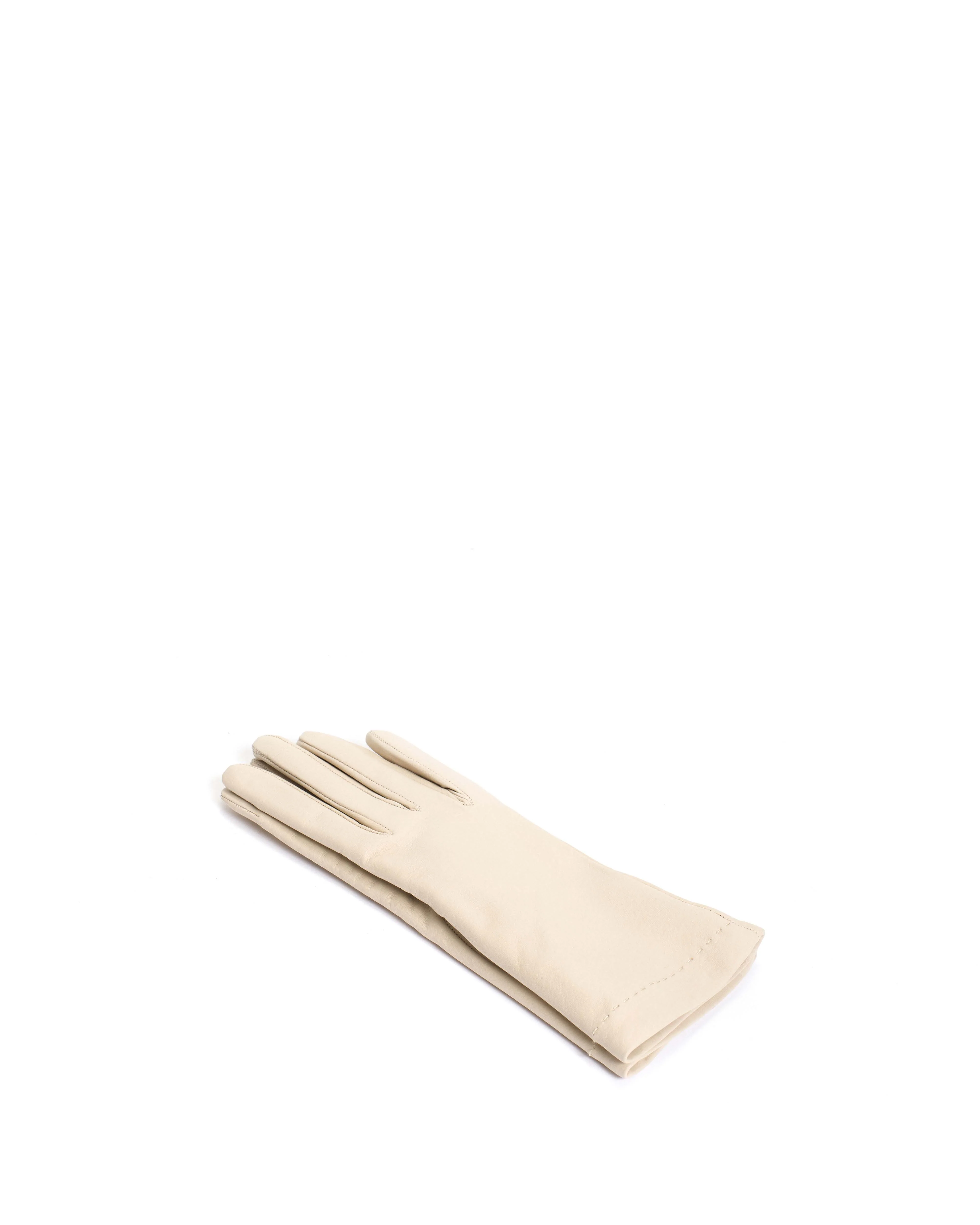 Bridget leather cashmere glove Lamb leather & 100% cashmere Off white & taupe - Image 3