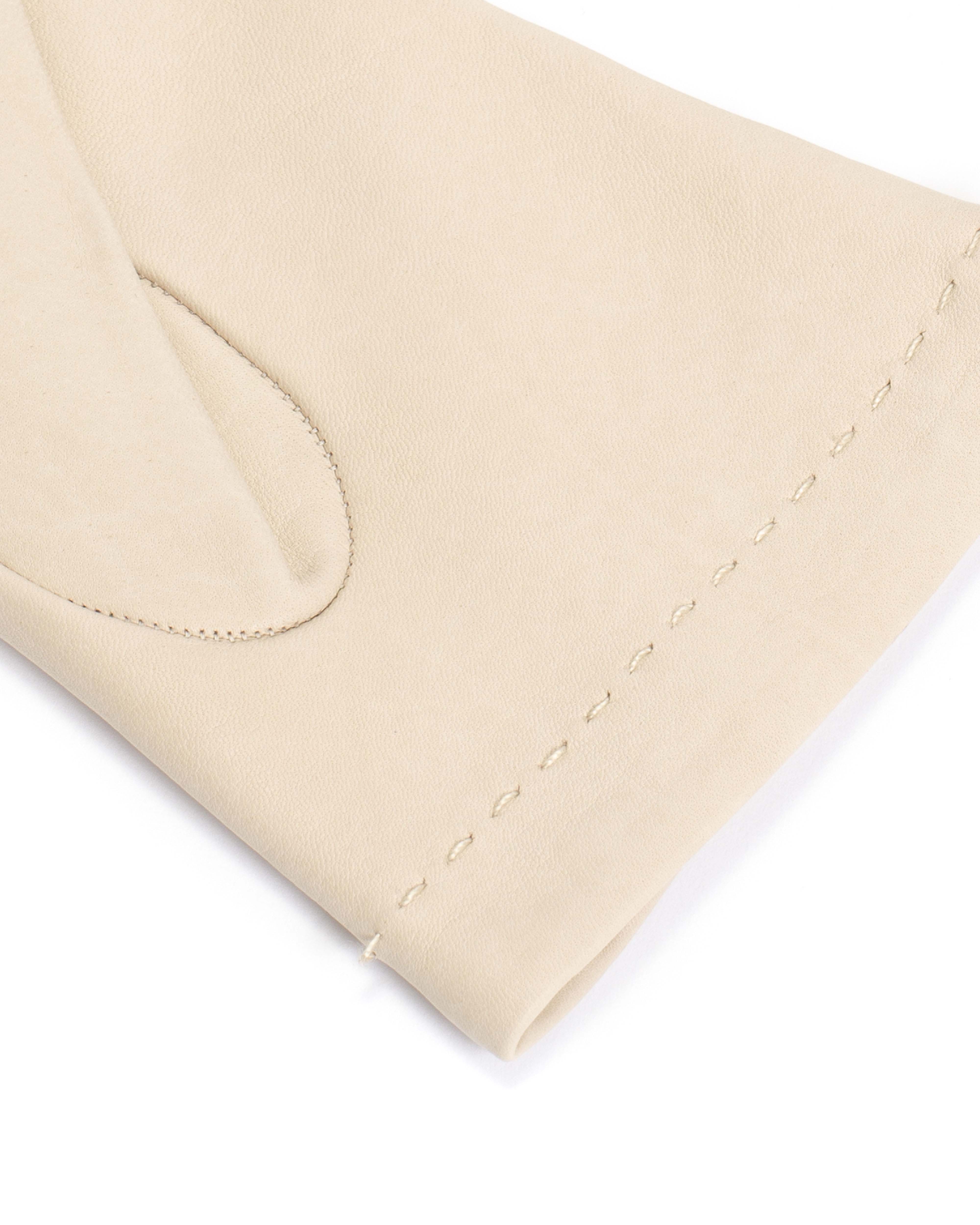 Bridget leather cashmere glove Lamb leather & 100% cashmere Off white & taupe - Image 4