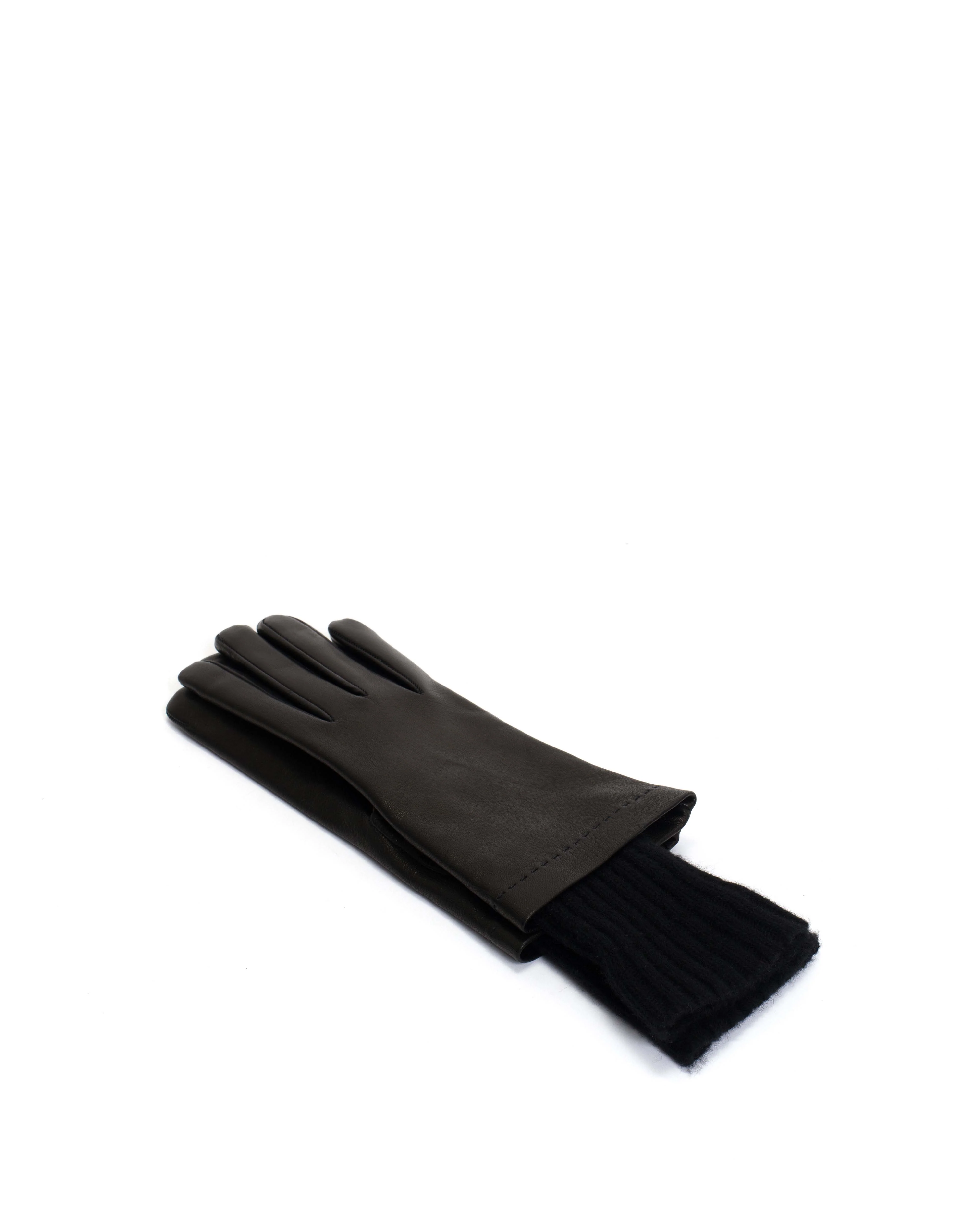 Hanni leather cashmere glove Lamb leather & 100% cashmere Black & black - Image 3