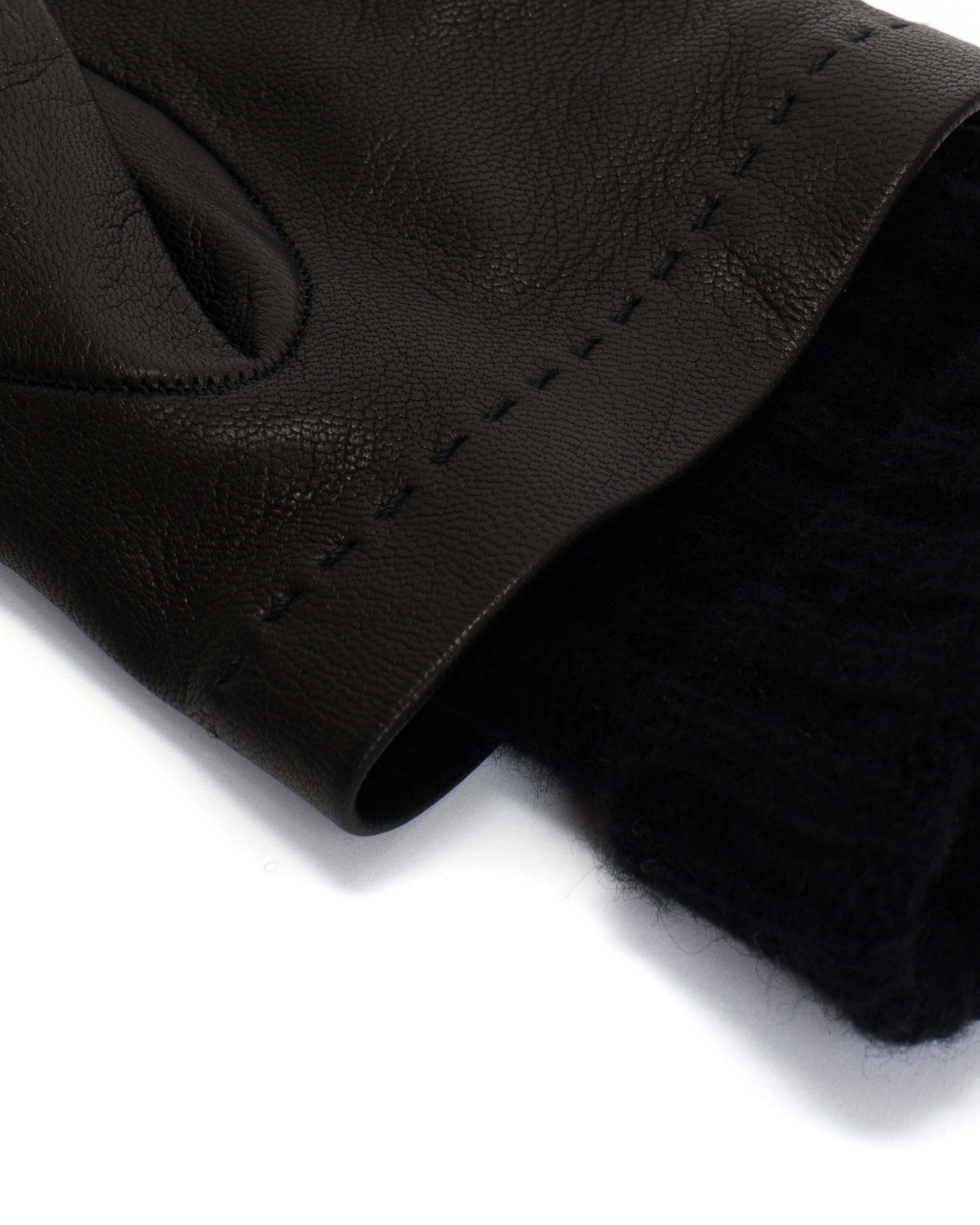 Hanni leather cashmere glove Lamb leather & 100% cashmere Black & black - Image 4