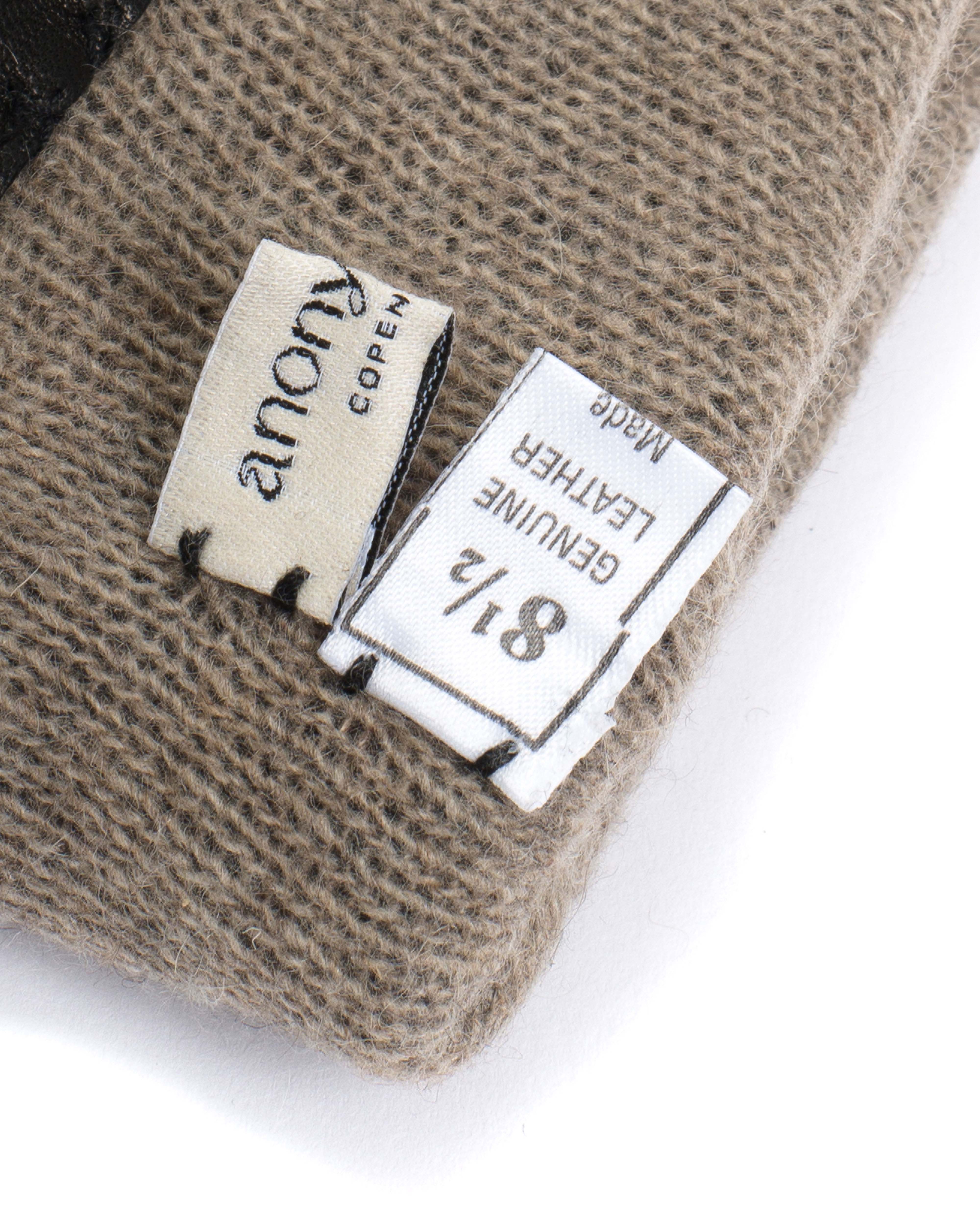 Hanni leather cashmere glove Lamb leather & 100% cashmere Coffee brown & taupe - Image 5